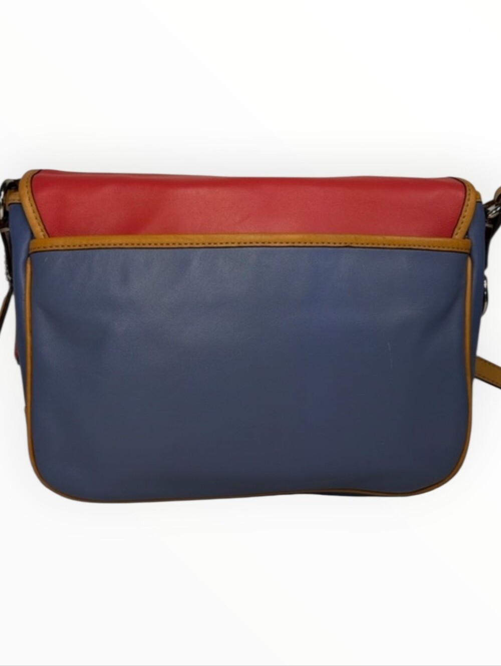 Coach Colorblock Leather Crossbody Bag in Coral, Blue & Tan- VINTAGE - Picture 8 of 13